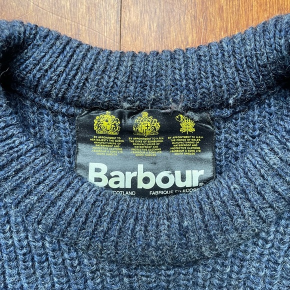 Blue/Navy 100% Wool Barbour Sweater - Picture 2 of 3